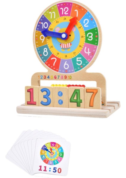 Analog Öğ Ahşap Saat Oyuncak Kartlı Öğ Araçları 3 4 5 Yaşındaki Çocuklar Için Saat Öğrenin (Yurt Dışından)