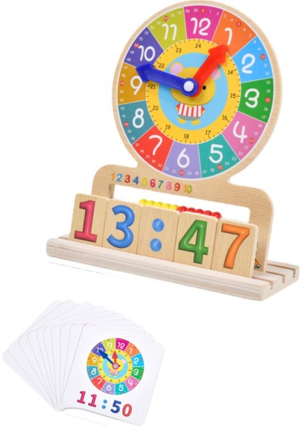 Analog Öğ Ahşap Saat Oyuncak Kartlı Öğ Araçları 3 4 5 Yaşındaki Çocuklar Için Saat Öğrenin (Yurt Dışından)