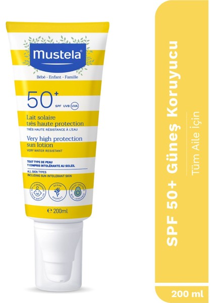Mustela Yüksek Koruma Faktörlü Güneş Losyonu Tüm Aile Için SPF50+ 200 ml