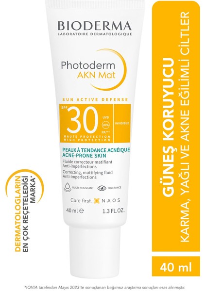 Bioderma Akn Mat Güneş Kremi 40 ml