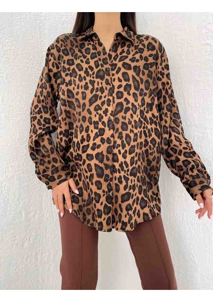 Leopar Desenli Saten Gömlek modelleri