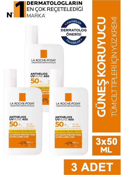 La Roche Posay Anthelios Uvmune 400 Invisible Fluid SPF50+ 50 ml 3 Adet