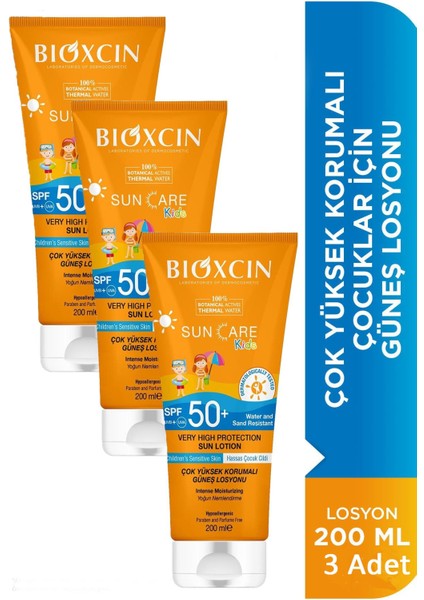 Bioxcin Suncare Kids Losyon SPF50 200 ml 3 Adet