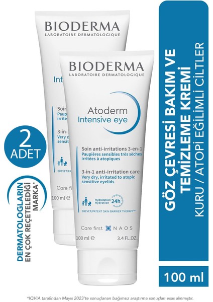 Bioderma Atoderm Intensive Eye Göz Çevresi Kremi 100 ml 2 Adet