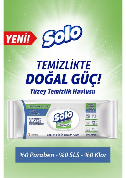 Solo Yüzey Temizleyici Havlu Okaliptus Cam Esintisi 100'LÜ 2 Adet
