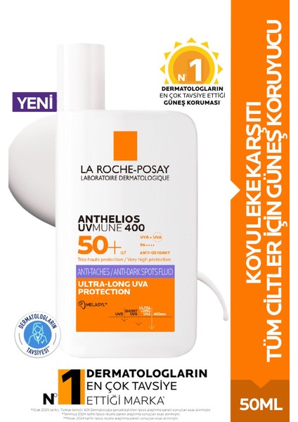 La Roche Posay Anthelios Uvmune 400 Anti-Dark Spots Fluid SPF50+ Melasyl Içeren Güneş Kremi 50 ml