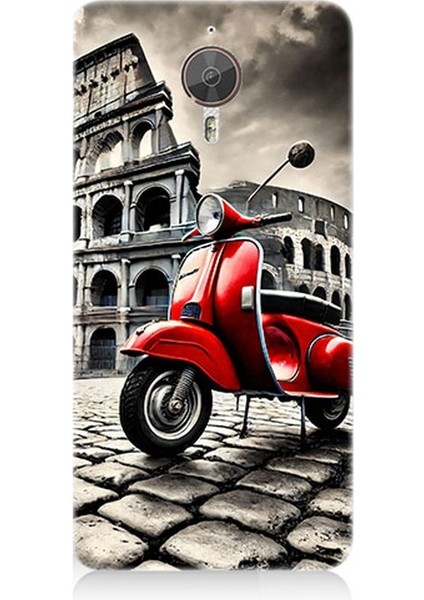 General Mobile Gm5 Plus Uyumlu Kırmızı Vespa Roma Sokakları Desenli Silikon Kılıf