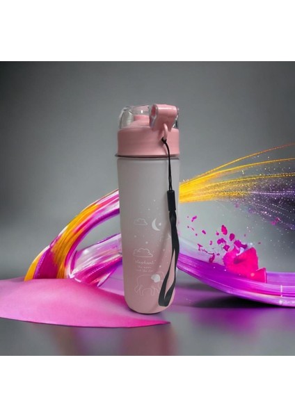 Pembe 500ml Spor Su Şişesi, Tritan, Bpa İçermez, Motivasyonel Tasarım