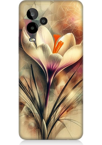 General Mobile Gm 24 Pro Uyumlu Soyut Çiçek Fırça Darbesi Desenli Silikon Kılıf