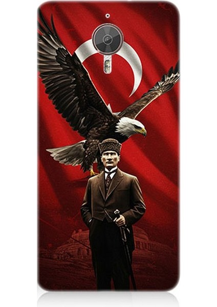 General Mobile Gm5 Plus Uyumlu Kartallı Bayrak ve Atatürk Desenli Silikon Kılıf