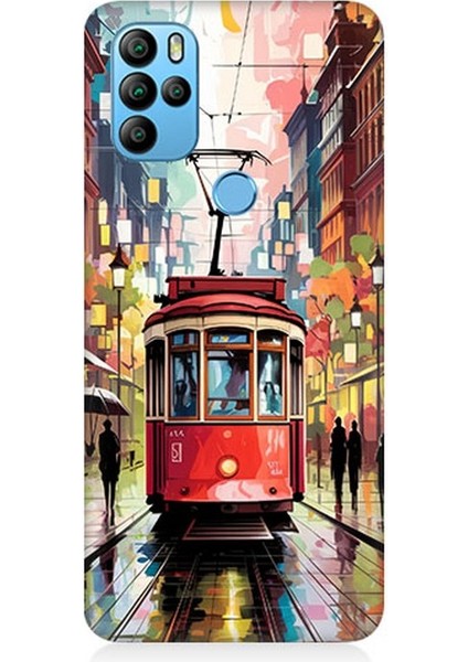 General Mobile Gm 21 Pro Uyumlu Yağmurda Kırmızı Tramvay Desenli Silikon Kılıf
