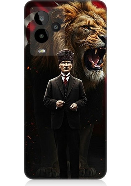General Mobile Gm 24 Pro Uyumlu Aslan ve Atatürk Gücü Desenli Silikon Kılıf