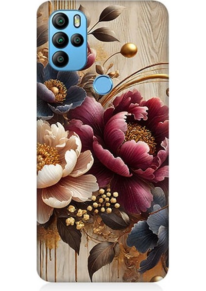 General Mobile Gm 21 Pro Uyumlu Ahşap Üzerinde Gölge Çiçekler Desenli Silikon Kılıf