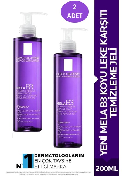 La Roche Posay Mela B3 Koyu Leke Karşıtı Temizleme Jeli 200 ml x 2 Adet