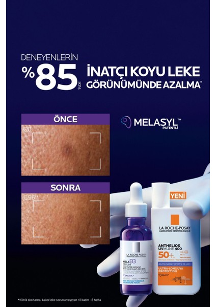La Roche Posay Anthelios Uvmune 400 Anti-Dark Spots Fluid SPF50+ Melasyl Içeren Güneş Kremi 50 ml 2 Adet