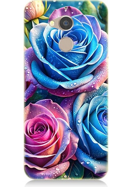 General Mobile Gm8 Uyumlu Gökkuşağı Renkli Güller Desenli Silikon Kılıf