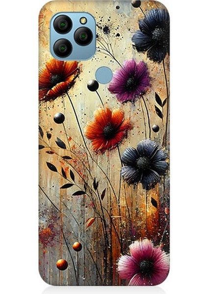 General Mobile Gm 21 Uyumlu Rüzgarda Yalnız Çiçekler Desenli Silikon Kılıf
