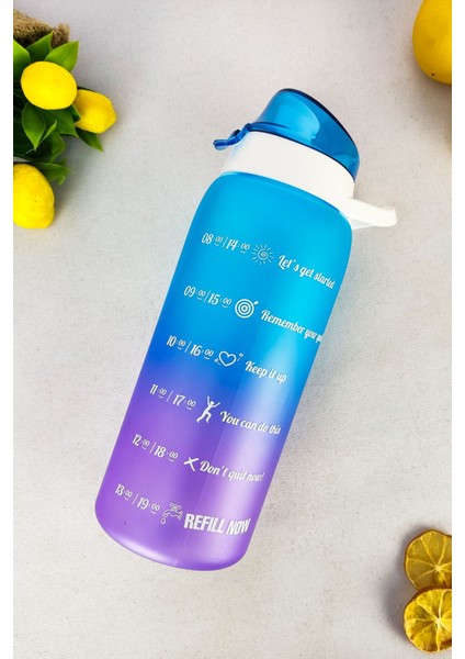 1 Litre Çift Renk Baskılı Sağlıklı Plastik Su Şişesi Mavi