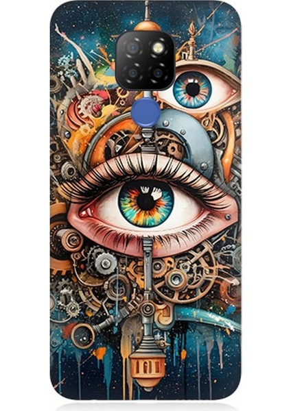 General Mobile Gm 20 Uyumlu Soyut Gözlü Mekanik Kompozisyon Desenli Silikon Kılıf