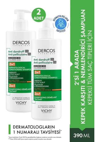 Vichy Dercos Anti Dandruff Ds Anti-Pelliculaire Ds Selenium 390 ml 2 Adet