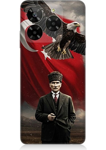 General Mobile Era 50 Uyumlu Bayrak Önünde Mustafa Kemal Atatürk Desenli Silikon Kılıf