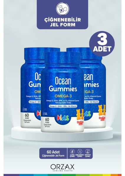 Gummies Omega 3 60 Adet Çiğnenebilir Jel Form 3 Adet