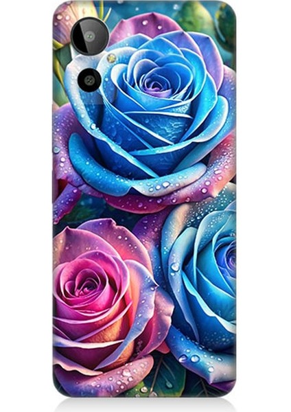 General Mobile Gm 23 Se Uyumlu Gökkuşağı Renkli Güller Desenli Silikon Kılıf