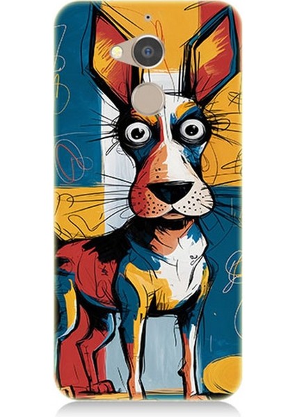 General Mobile Gm8 Uyumlu Çizgilerle Renkli Köpek Desenli Silikon Kılıf