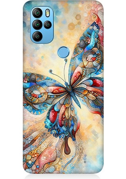 General Mobile Gm 21 Pro Uyumlu Parlayan Renkli Kelebek Desenli Silikon Kılıf