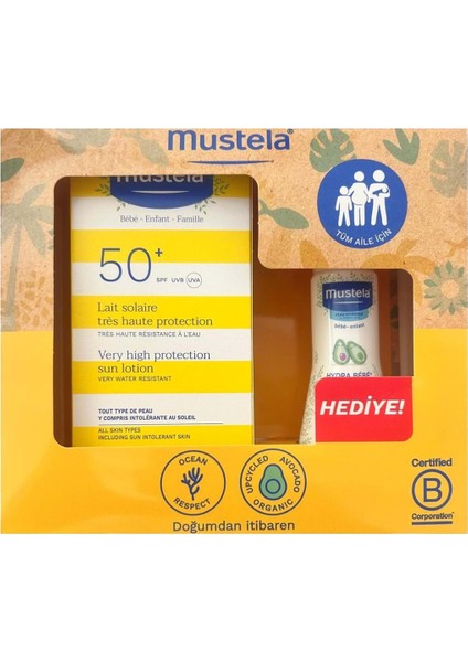 Mustela Güneş Losyonu SPF50 100 ml + Mustela Hydra Bebe 50 ml