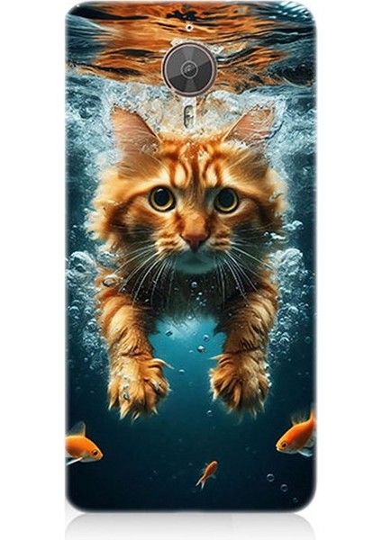 General Mobile Gm5 Plus Uyumlu Suda Yüzen Kedi Desenli Silikon Kılıf