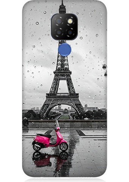 General Mobile Gm 20 Uyumlu Yağmurda Eyfel ve Scooter Desenli Silikon Kılıf