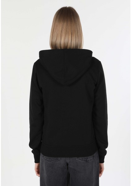 Regular Fit Kapüşonlu Düz Kadın Siyah Sweatshirt fiyatları