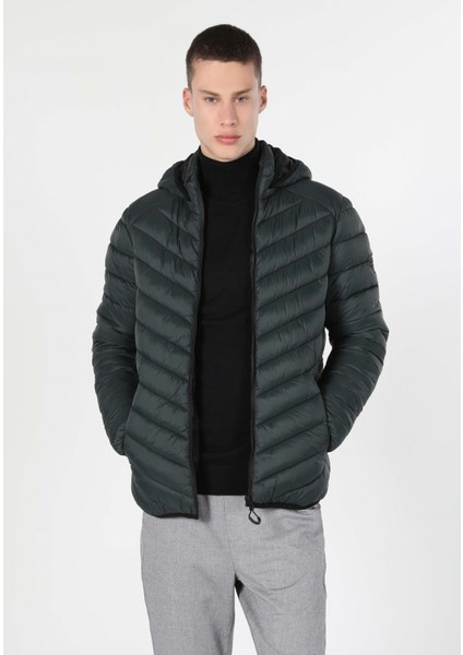 Slim Fit Erkek Yeşil Mont