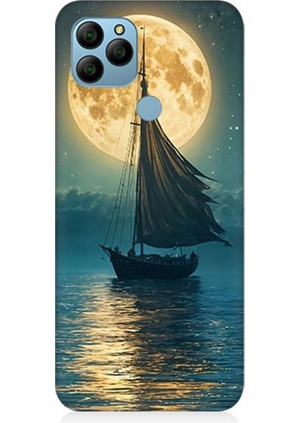 General Mobile Gm 21 Uyumlu Dolunayla Sessiz Gidiş Desenli Silikon Kılıf