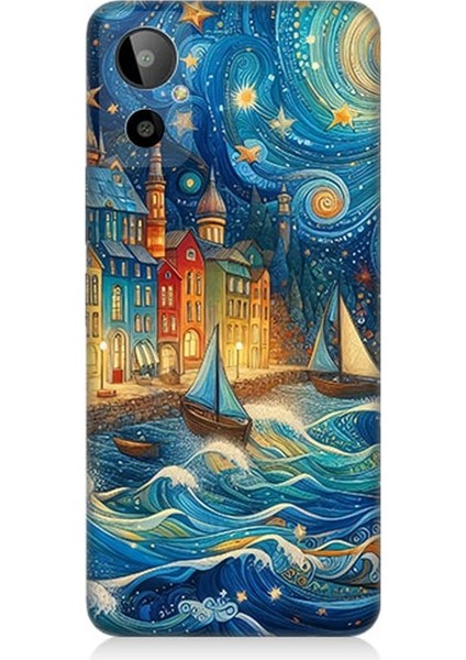 General Mobile Gm 23 Se Uyumlu Masalsı Şehirde Geceler Desenli Silikon Kılıf
