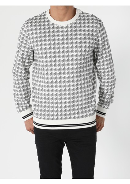 Regular Fit Erkek Beyaz Sweatshirt fırsatları