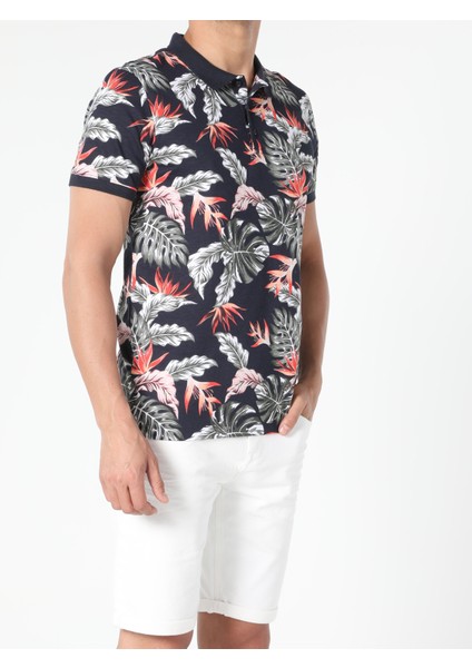Regular Fit Polo Yaka Erkek Lacivert Kısa Kol Tişört