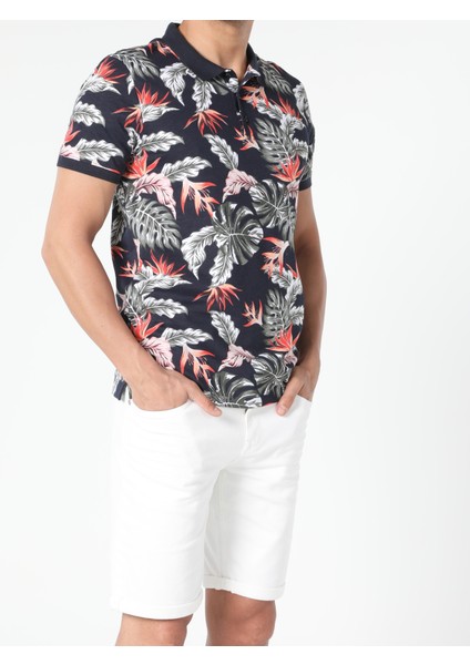Regular Fit Polo Yaka Erkek Lacivert Kısa Kol Tişört modelleri