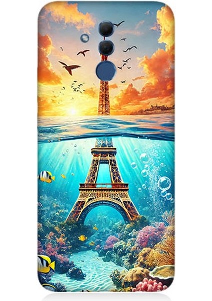 Huawei Mate 20 Lite Uyumlu Denizaltında Eyfel Hayali Desenli Silikon Kılıf