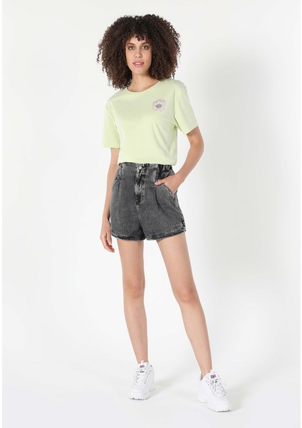Orta Bel Kadın Denim Jean Şort