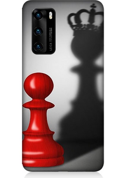Huawei P40 Uyumlu Piyonun Taçlı Hayali Desenli Silikon Kılıf