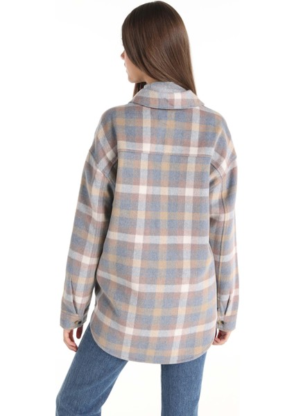Regular Fit Shirt Neck Ekoseli Kadın Çok Renkli Uzun Kol Gömlek fiyatları