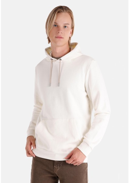 Regular Fit Erkek Beyaz Sweatshirt