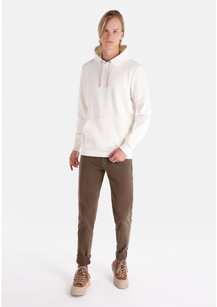 Regular Fit Erkek Beyaz Sweatshirt