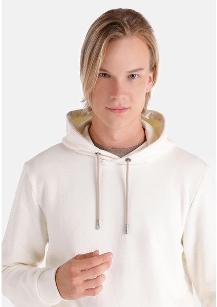 Regular Fit Erkek Beyaz Sweatshirt