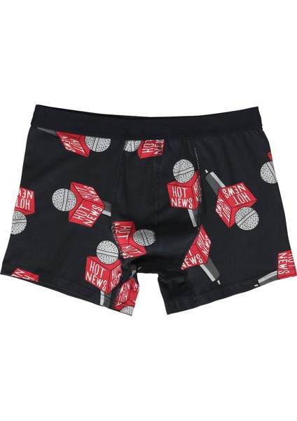 Modern Fit Baskılı Erkek Lacivert Boxer