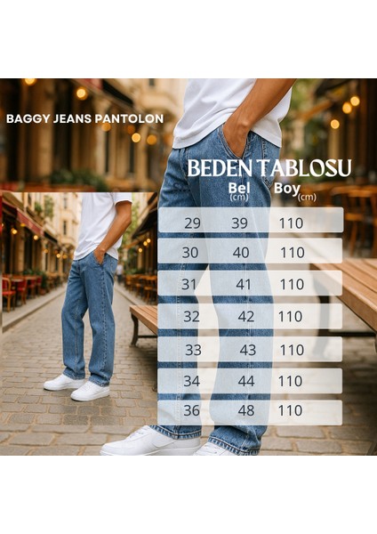 Baggy Mavi Renk Rahat Kesim Erkek Jeans Pantolon indirimleri