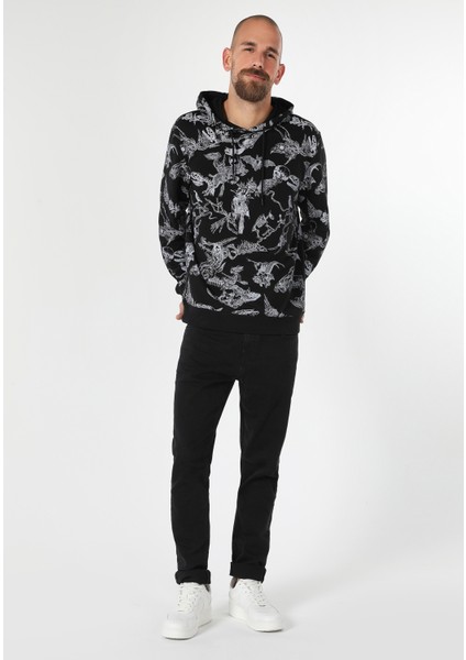 Regular Fit Erkek Siyah Sweatshirt
