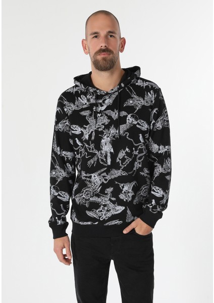Regular Fit Erkek Siyah Sweatshirt
